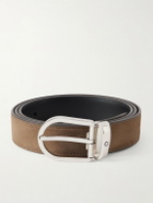 Montblanc - 3cm Horseshoe Reversible Suede and Leather Belt