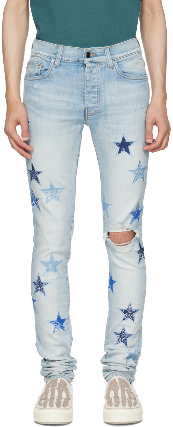 AMIRI Blue Bandana Star Denim Jeans Amiri
