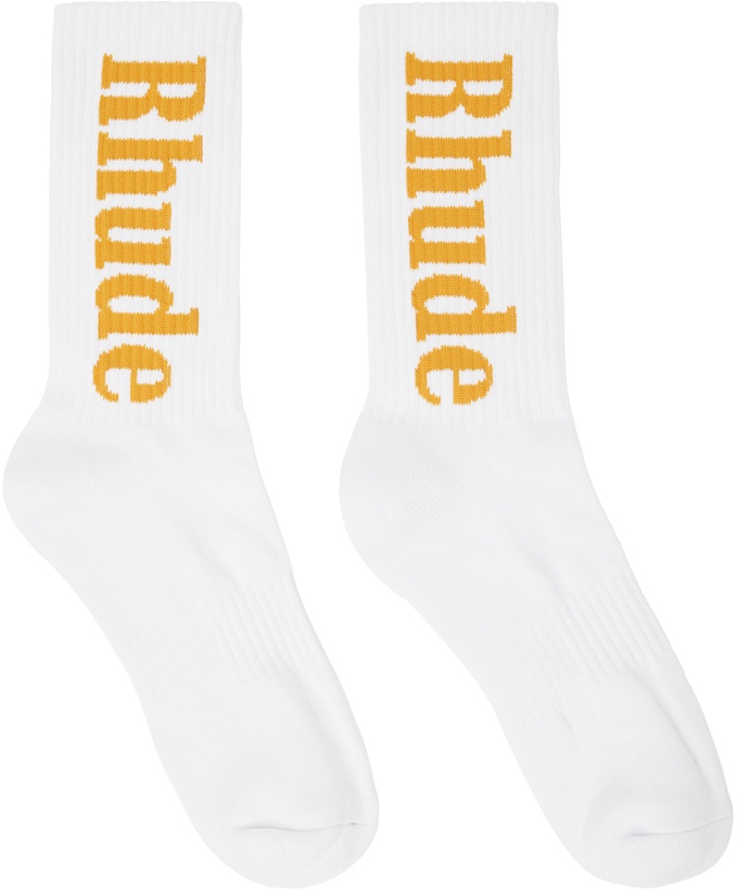 Photo: Rhude Yellow & White RH Vertical Socks