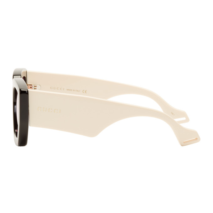 Gucci Black and Off-White Thick Square Sunglasses Gucci