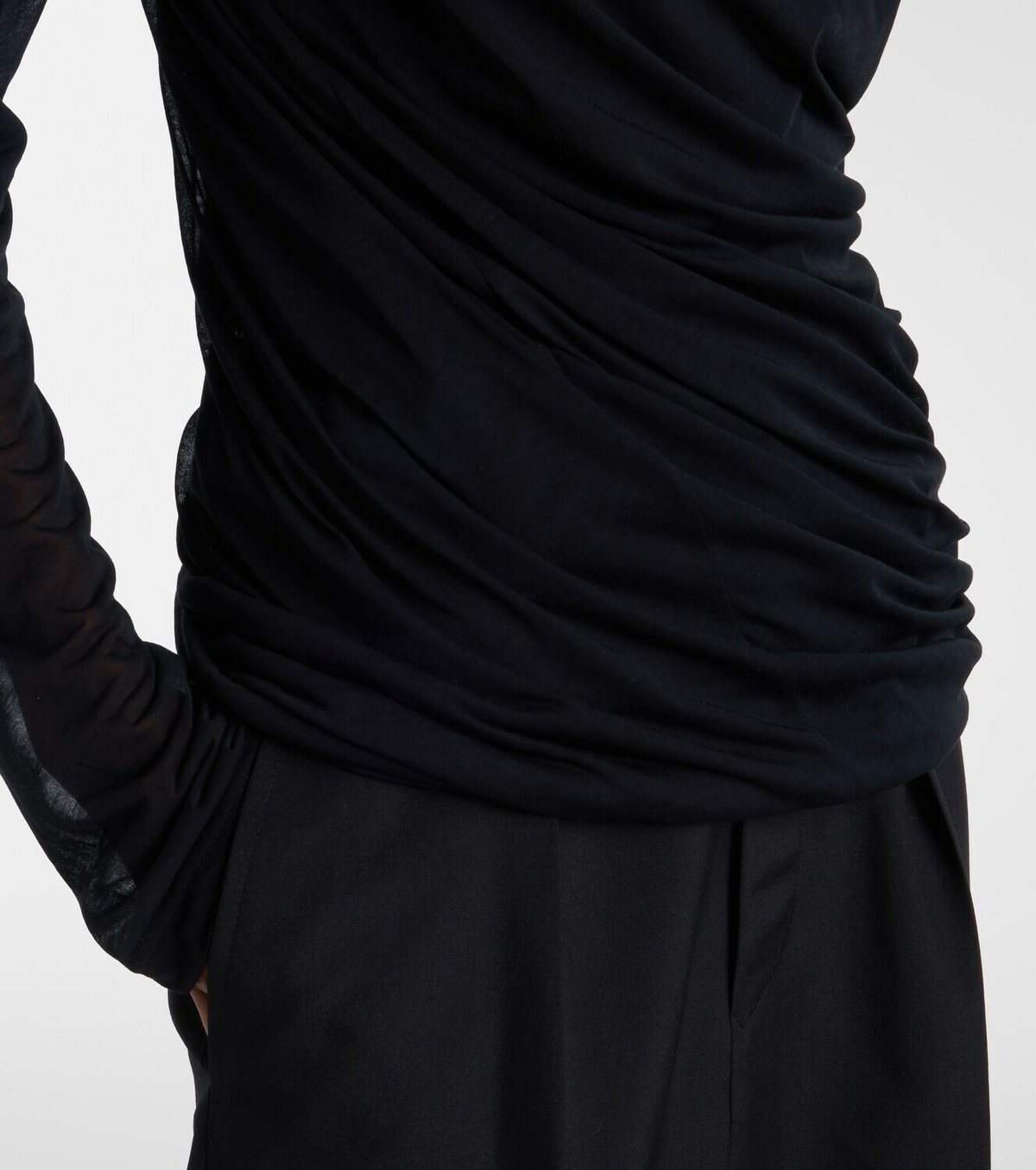 Junya Watanabe Draped faux pearl-embellished cotton top