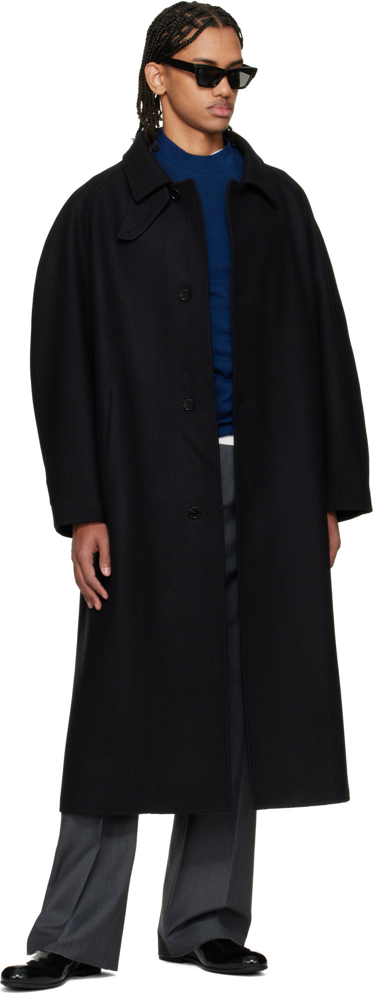 Jil Sander Black Felt Wool Coat