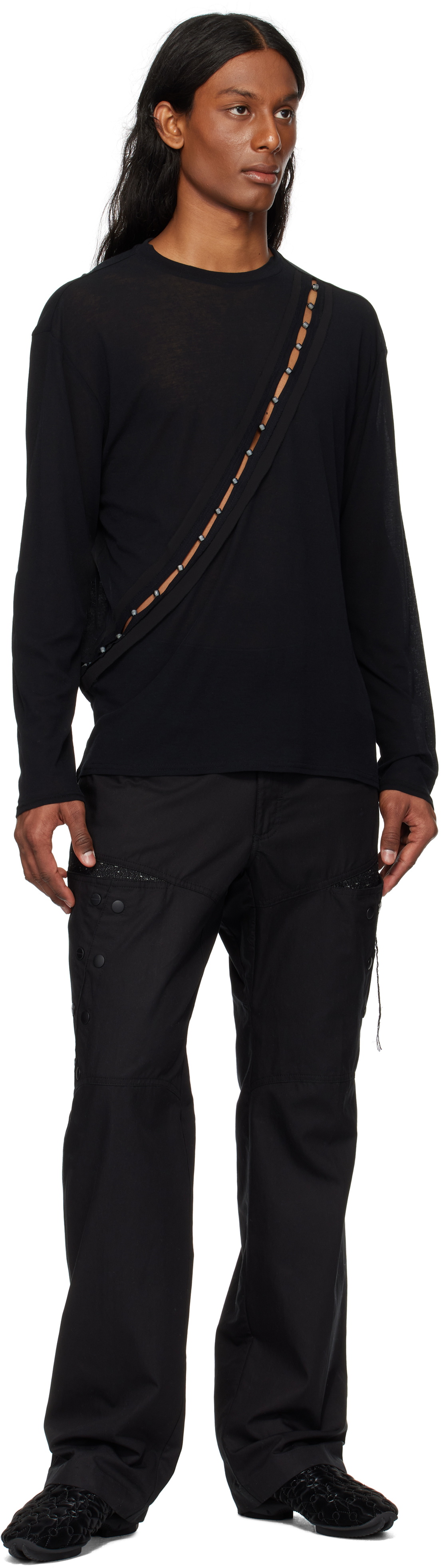 HYEIN SEO Black Beaded Long Sleeve Top Hyein Seo