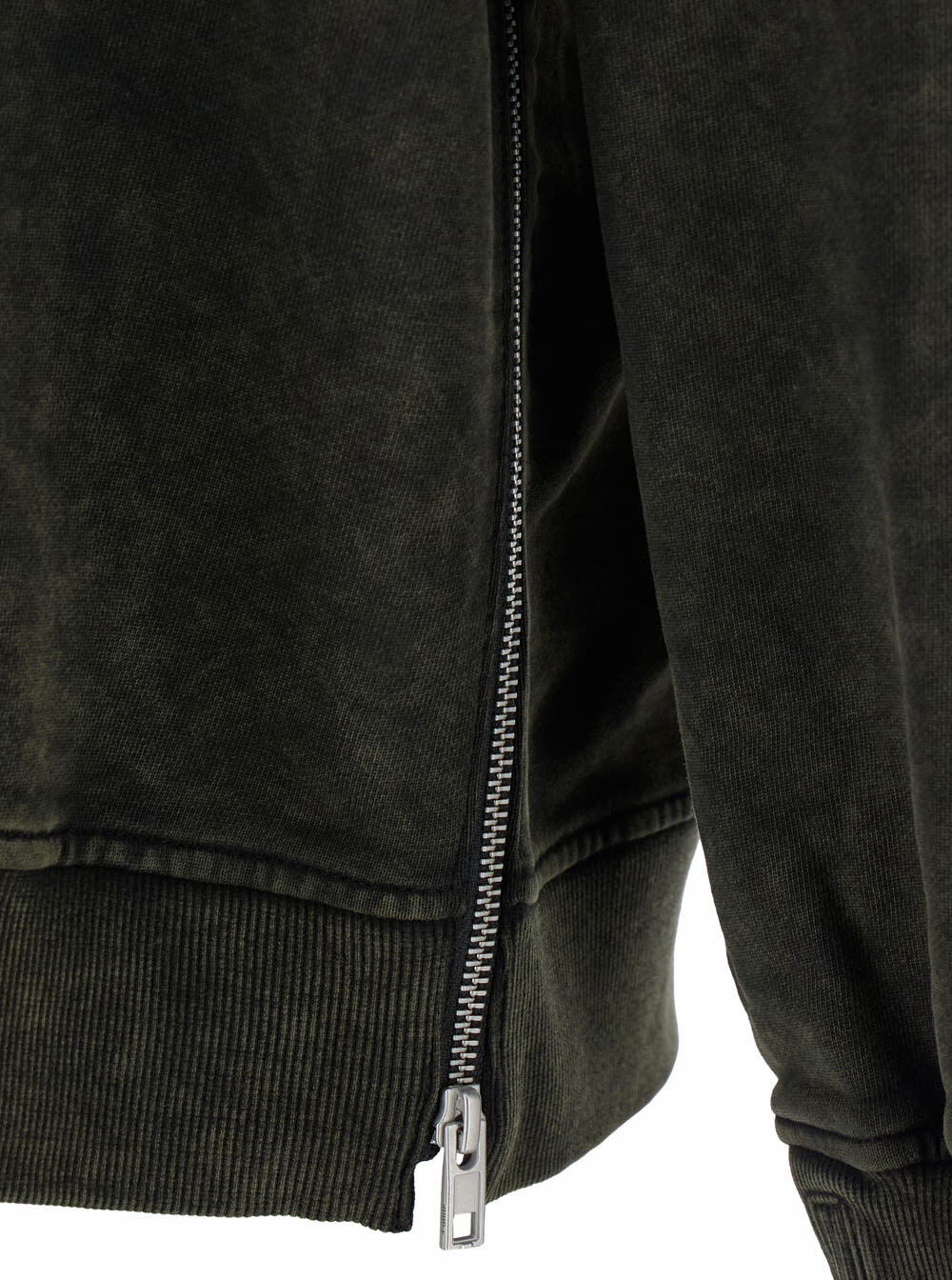 Juun.J Khaki Green Crewneck Sweater With Zip Pocket On The Sleeve In Cotton Man