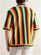 Casablanca - Camp-Collar Logo-Appliquéd Striped Cotton-Blend Terry Shirt - Multi