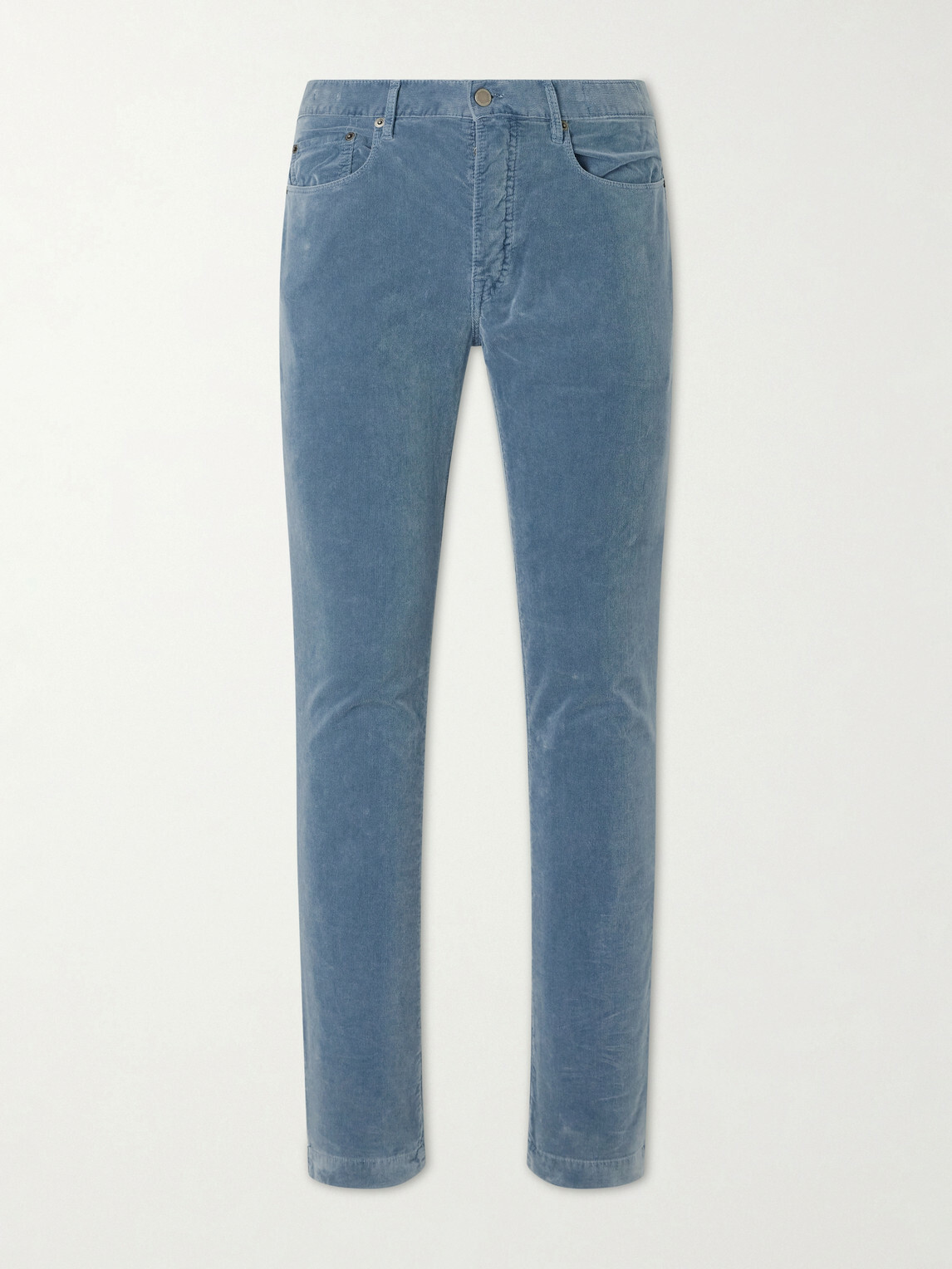Massimo Alba - Alunga Straight-Leg Cotton-Velvet Five Pockets Trousers - Blue