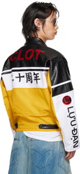 LU'U DAN Yellow & White CLOT Edition Moto L-D Faux-Leather Jacket