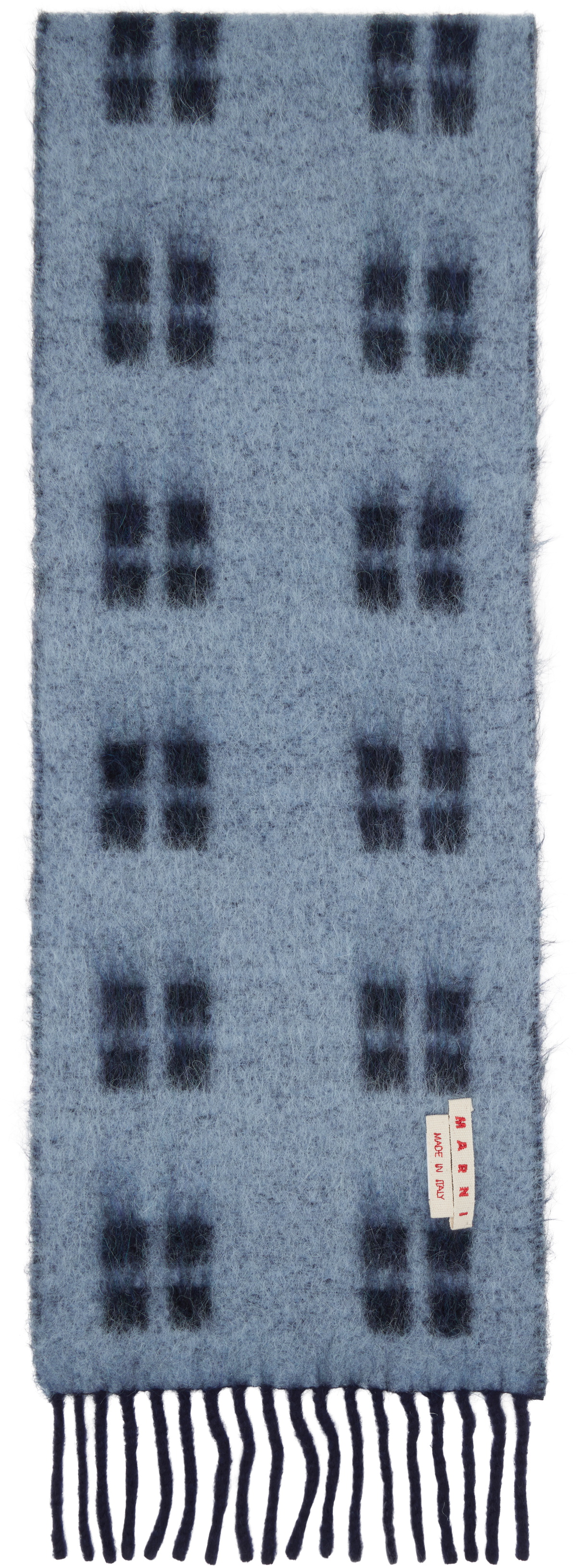 Marni Blue Square Motif Scarf