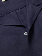 De Bonne Facture - Convertible-Collar Linen Shirt - Blue