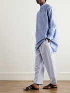 Loro Piana - Akanko Straight-Leg Striped Linen and Cotton-Blend Poplin Trousers - Blue