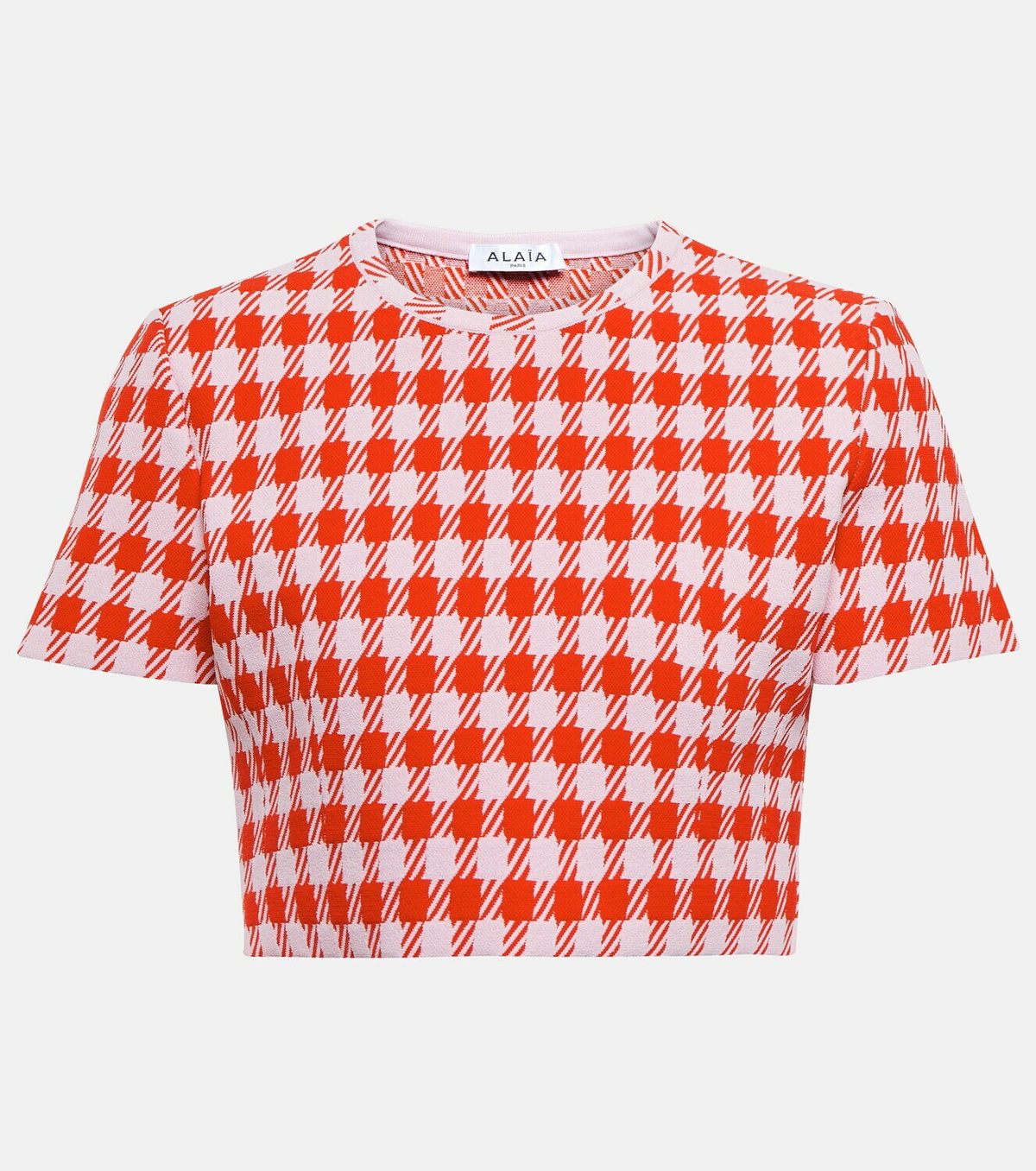 【Alaia】 Houndstooth croppedトップ Alaïa Houndstooth cropped top ALAÏA