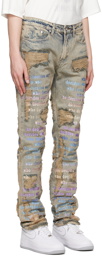 Who Decides War Blue Sand Scripture Jeans