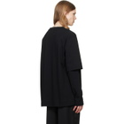 Simone Rocha Black Lace Up Hem Layered Long Sleeve T-shirt