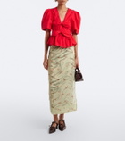 Ganni Bow-detail cotton poplin blouse