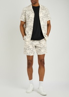 Paige Elijah Printed Cotton-blend Shorts Grey