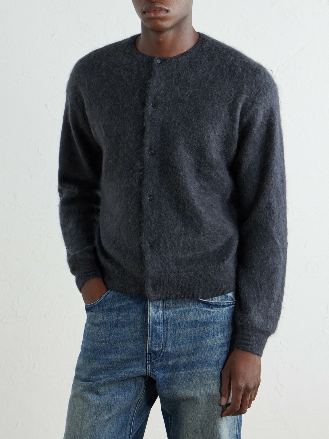Auralee - Garment-Dyed Alpaca Cardigan - Gray