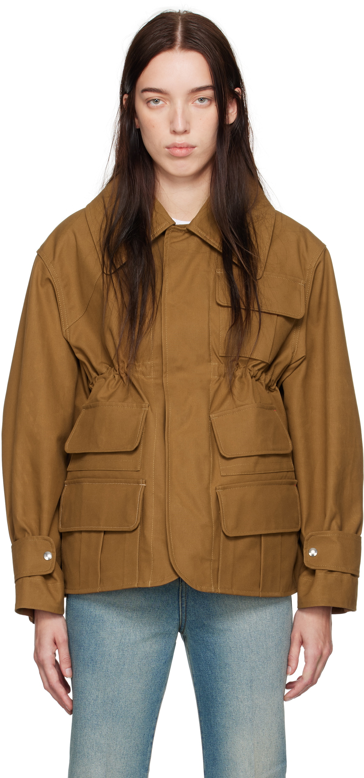 Victoria Beckham Tan Patch Pocket Utility Jacket Victoria