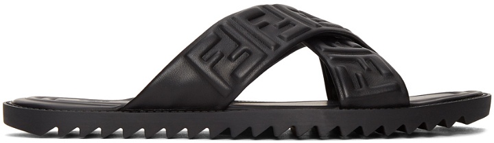 Photo: Fendi Black Leather 'Forever Fendi' Slides