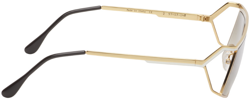 Filippa K Gold & White Angled Aviator Sunglasses