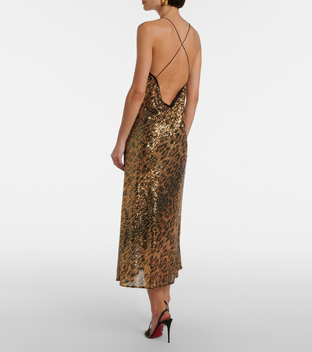 Roberto Cavalli Leopard-print sequined slip dress