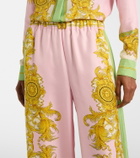 Versace Printed silk twill wide-leg pants