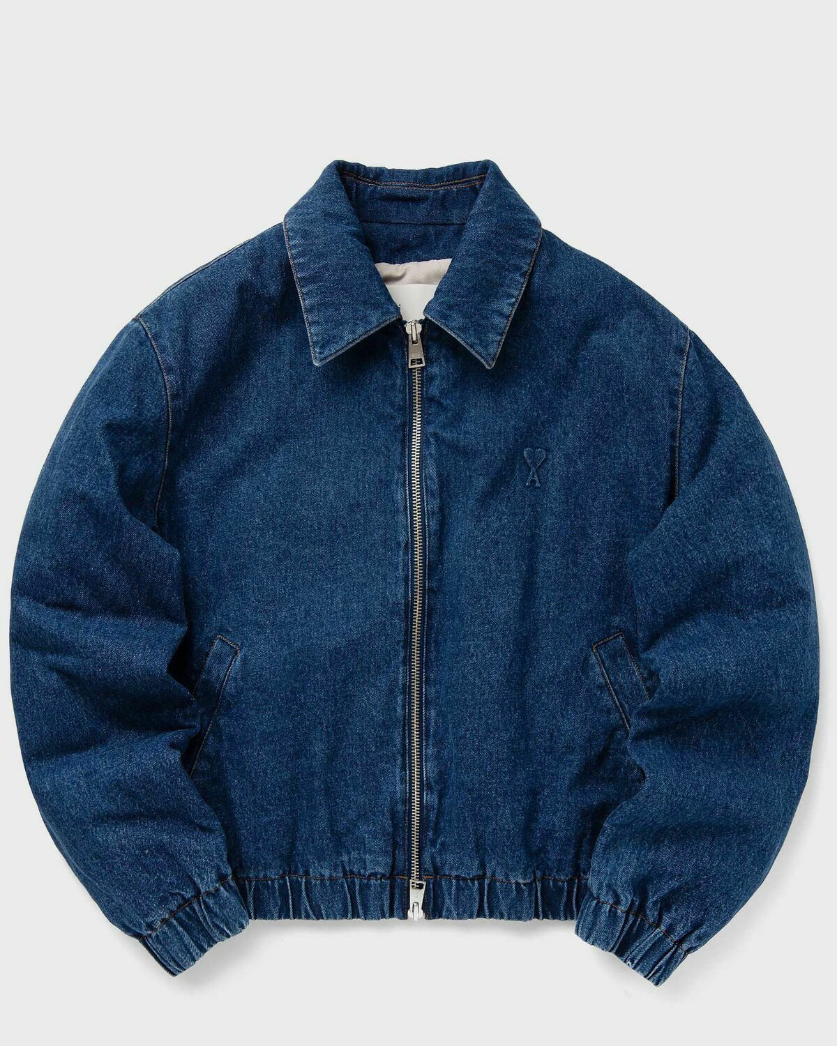 Ami Paris Blouson Zippe Ami De Coeur Blue Bomber Jackets AMI