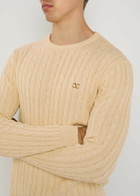 Valentino Garavani Vlogo Cable-knit Cotton Jumper Cream