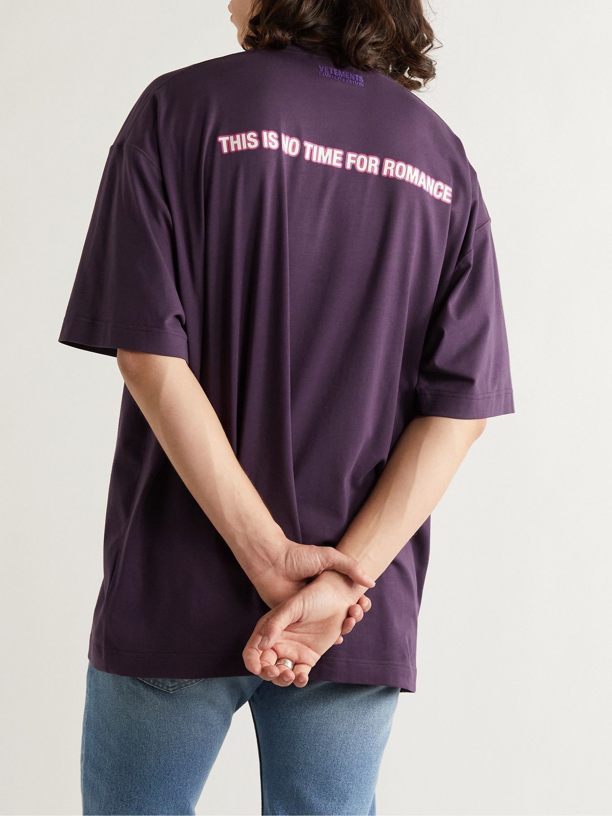 VETEMENTS - Oversized Printed Cotton-Jersey T-Shirt - Purple Vetements