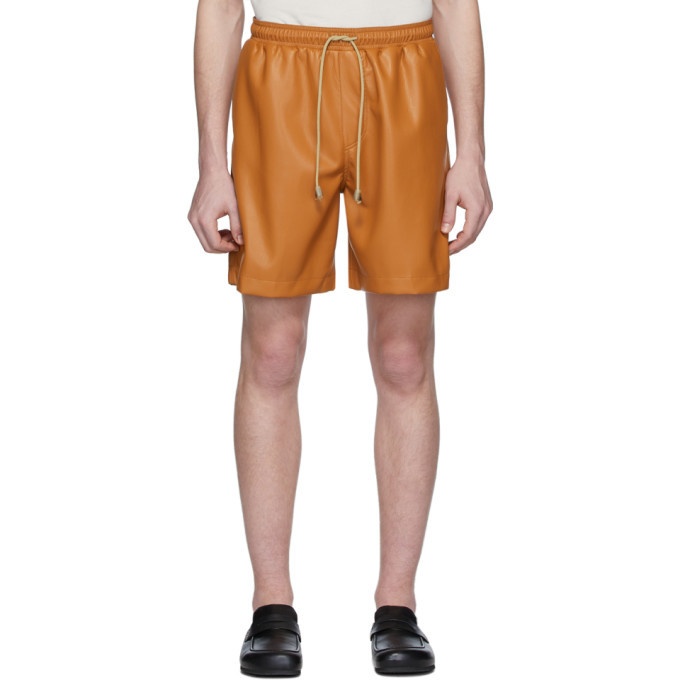 Photo: Nanushka Orange Vegan Leather Doxxi Shorts
