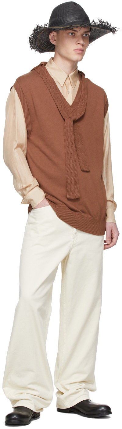 BED J.W. FORD Brown Cotton Vest