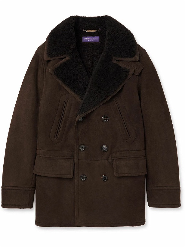 Photo: Ralph Lauren Purple label - Double-Breasted Shearling Coat - Brown