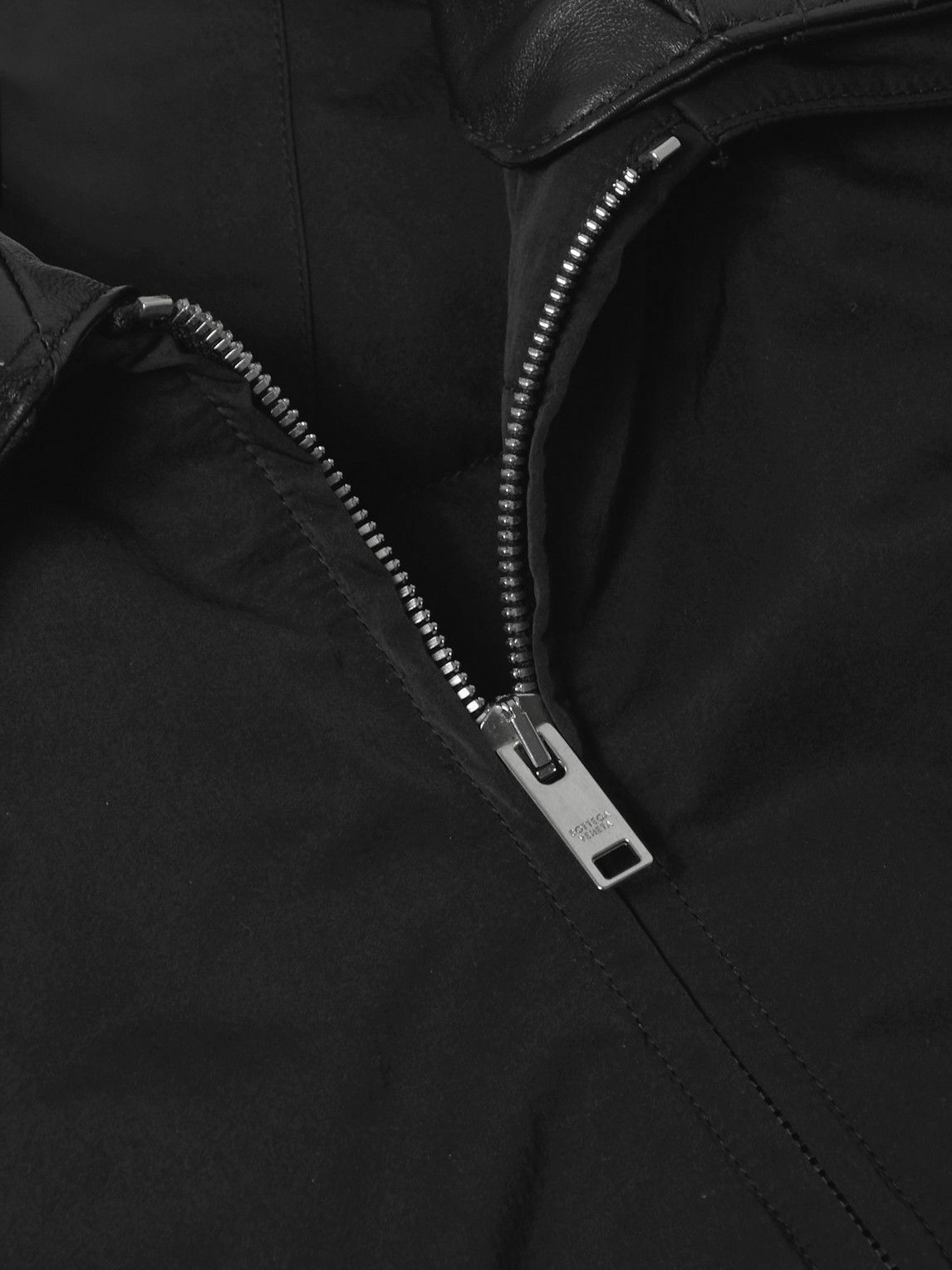 Bottega Veneta - Intrecciato Leather-Trimmed Matte-Shell Down Jacket - Black