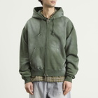 BEAMS Men's Fade Rivet Zip Hoodie in Fade Green