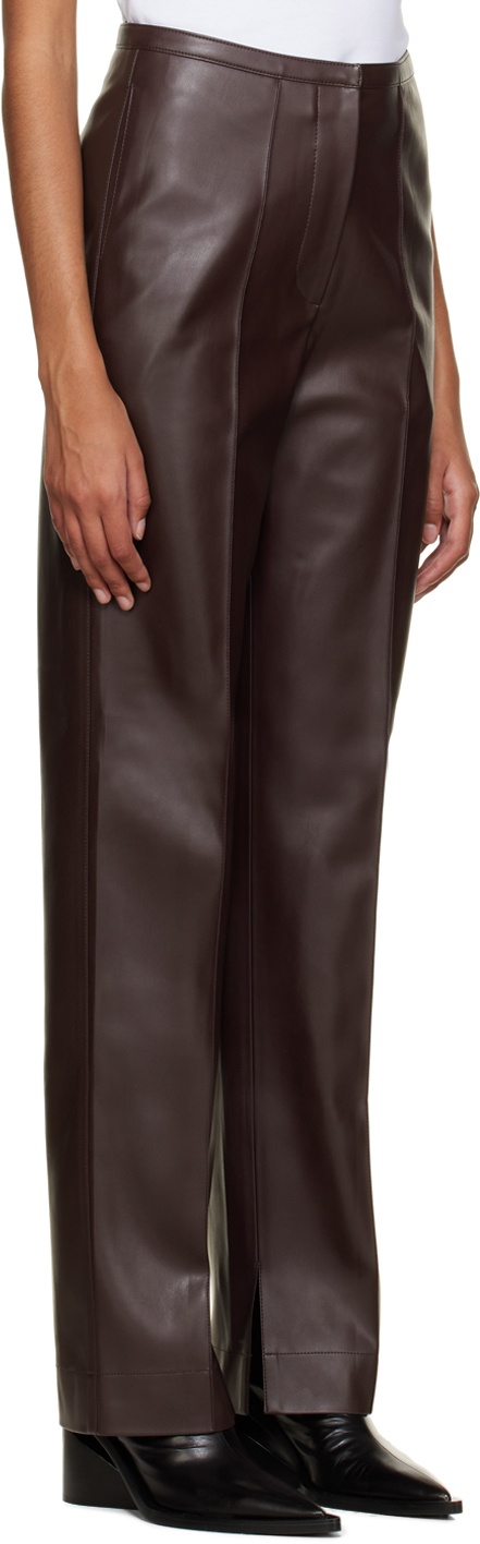 Olēnich Brown Slit Faux-Leather Trousers