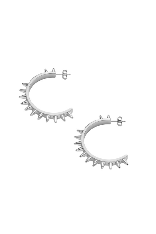 Photo: Diesel Stainless Steel Hoop Earrings - Earrings - Unisex - Silver