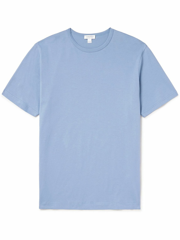 Photo: Sunspel - Slim-Fit Cotton-Jersey T-Shirt - Blue