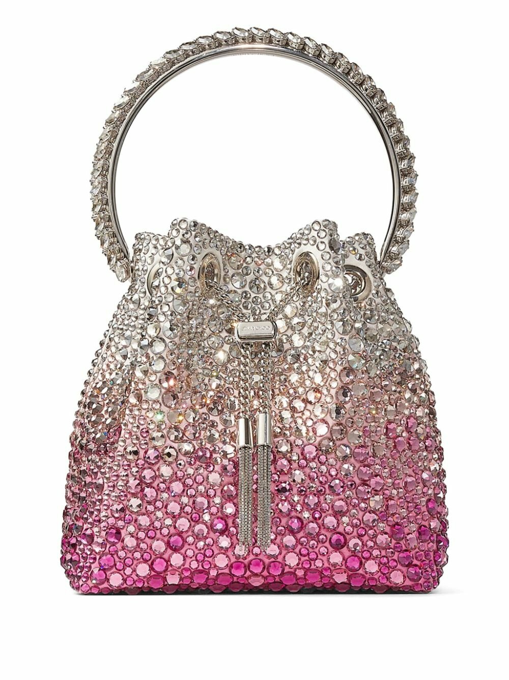 Jimmy Choo Pink Bon Bon Crystal-Embellished Bucket Bag Jimmy