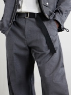 Sacai - Barrel-Leg Belted Woven Trousers - Gray