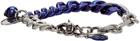 Alexander McQueen Silver & Blue Chrome Chain Bracelet