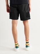 ADIDAS ORIGINALS - Adventure Logo-Embroidered Mesh-Trimmed Nylon Shorts - Black