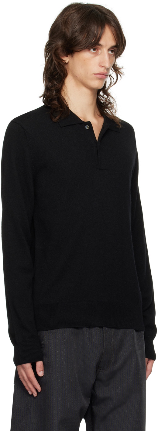 Comme des Garçons Homme Deux Black Wool Polo