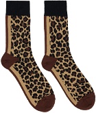 sacai Brown Leopard Socks