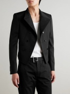 McQueen - Double-Breasted Asymmetric Wool-Gabardine Blazer - Black