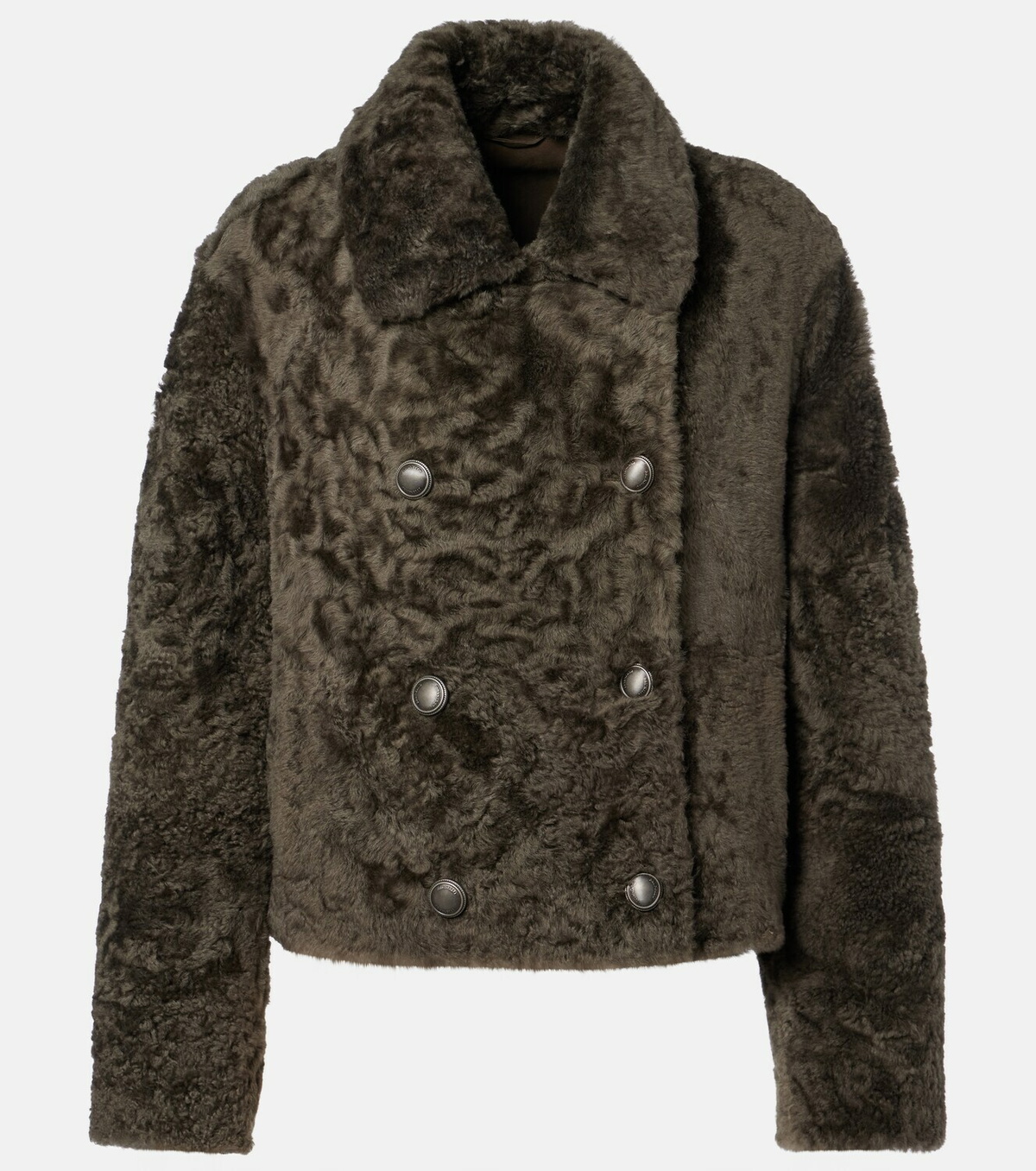 Brunello Cucinelli Cropped double-breasted shearling jacket