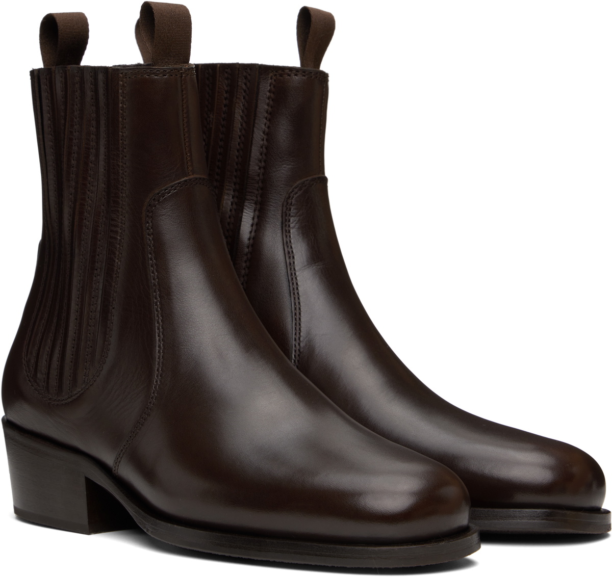 LEMAIRE Brown Vegetable-Tanned Chelsea Boots