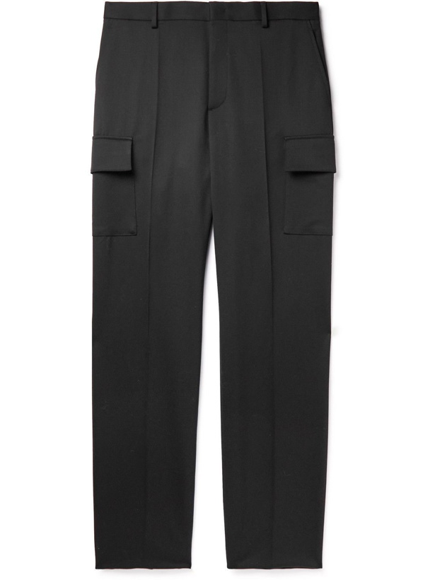 Photo: Valentino - Straight-Leg Pleated Stretch-Wool Cargo Trousers - Black