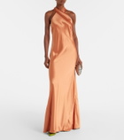 Galvan Pandora halterneck satin gown