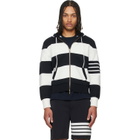 Thom Browne Navy & White Hector 4-Bar Rugby Hoodie