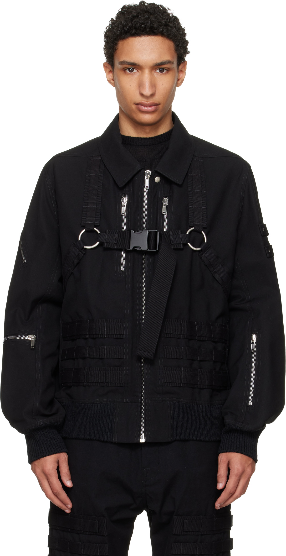 Rick Owens Black Temple Blixa Cargo Bomber Jacket