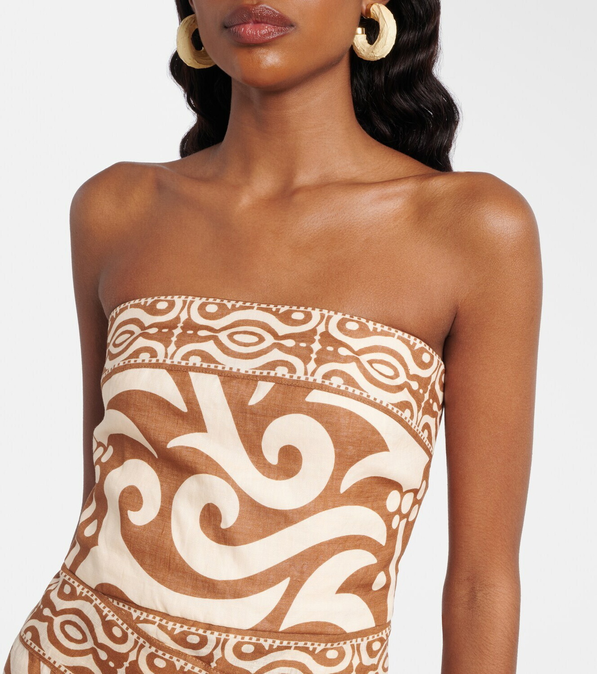 Johanna Ortiz Raíz Ritual strapless linen minidress